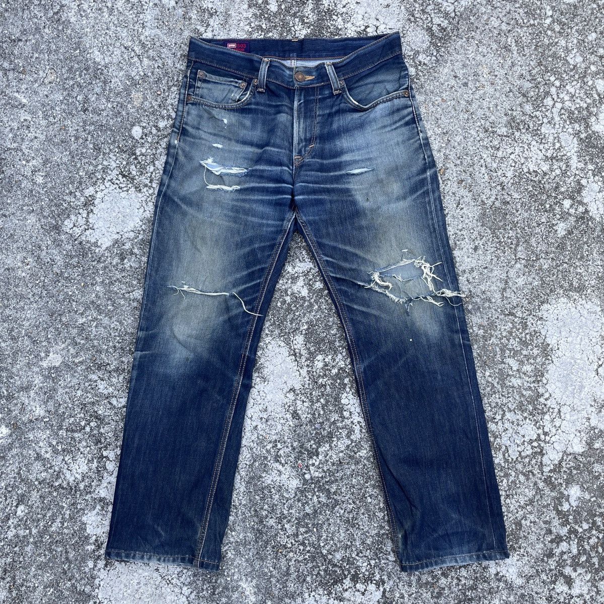 Edwin Vintage Edwin 505 Japan Distressed Denim Jeans Size US 33 - 1 Thumbnail