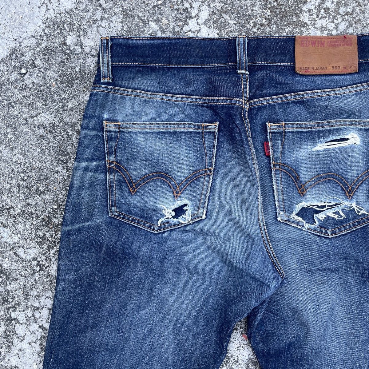 Edwin Vintage Edwin 505 Japan Distressed Denim Jeans Size US 33 - 9 Thumbnail