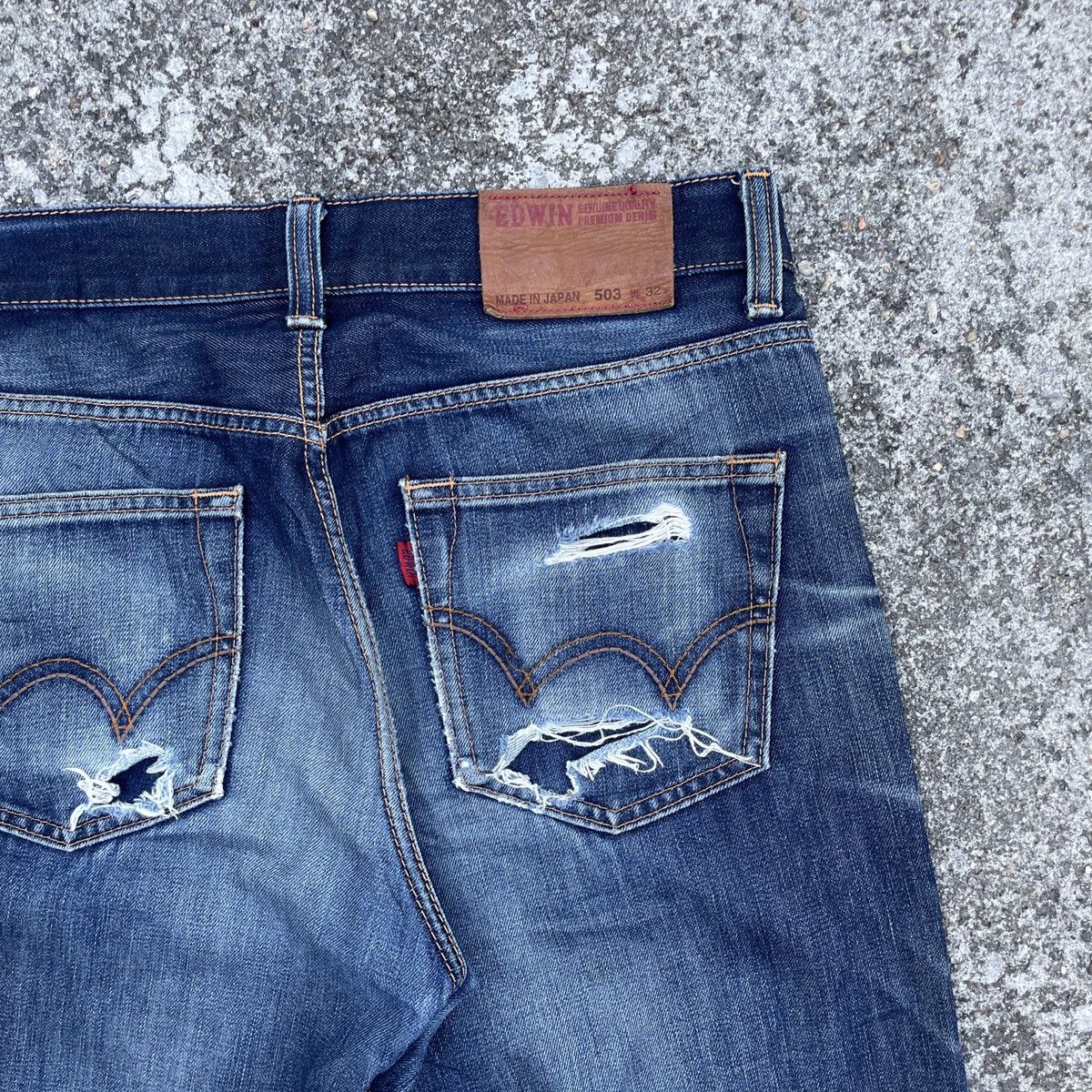 Edwin Vintage Edwin 505 Japan Distressed Denim Jeans Size US 33 - 8 Thumbnail