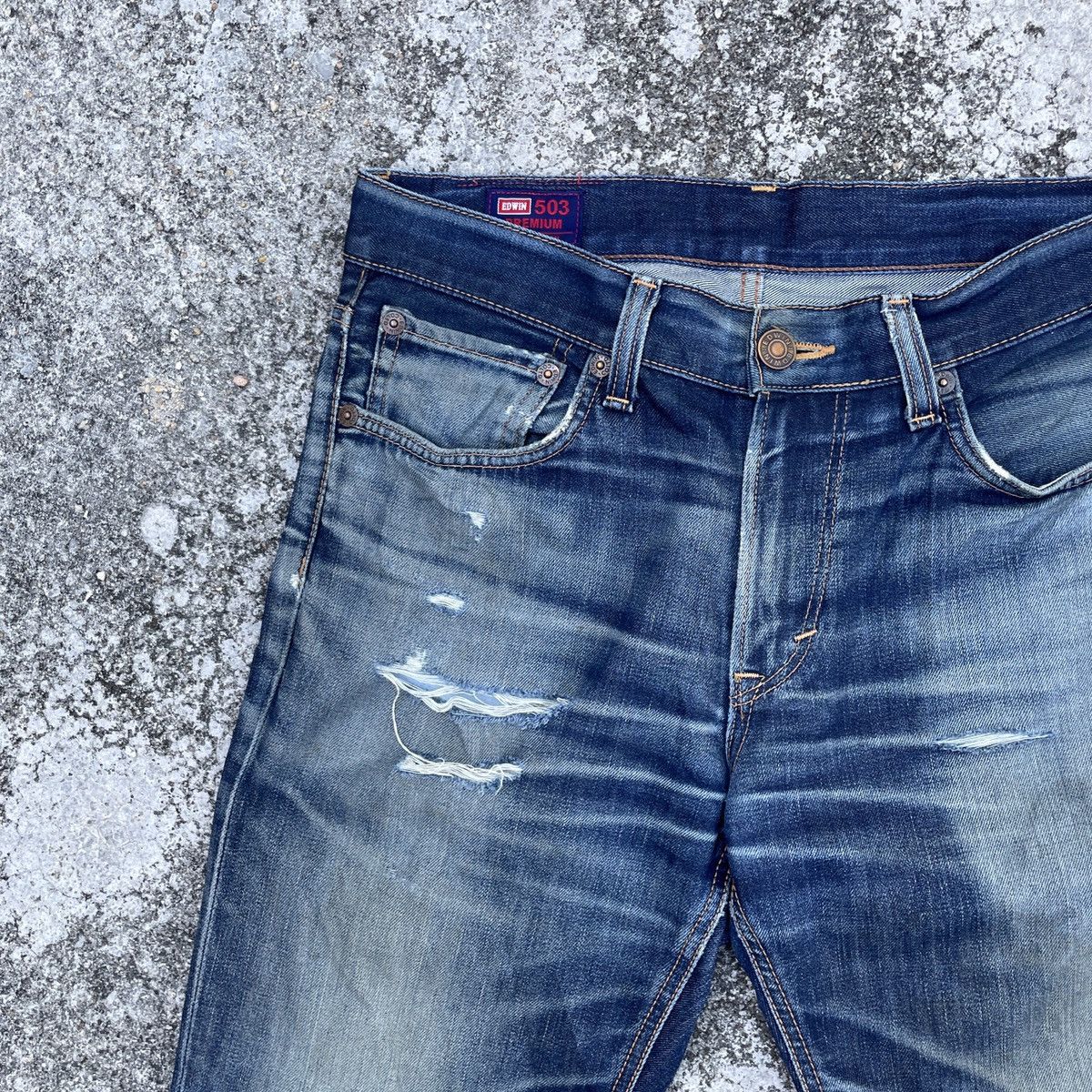 Edwin Vintage Edwin 505 Japan Distressed Denim Jeans Size US 33 - 3 Thumbnail