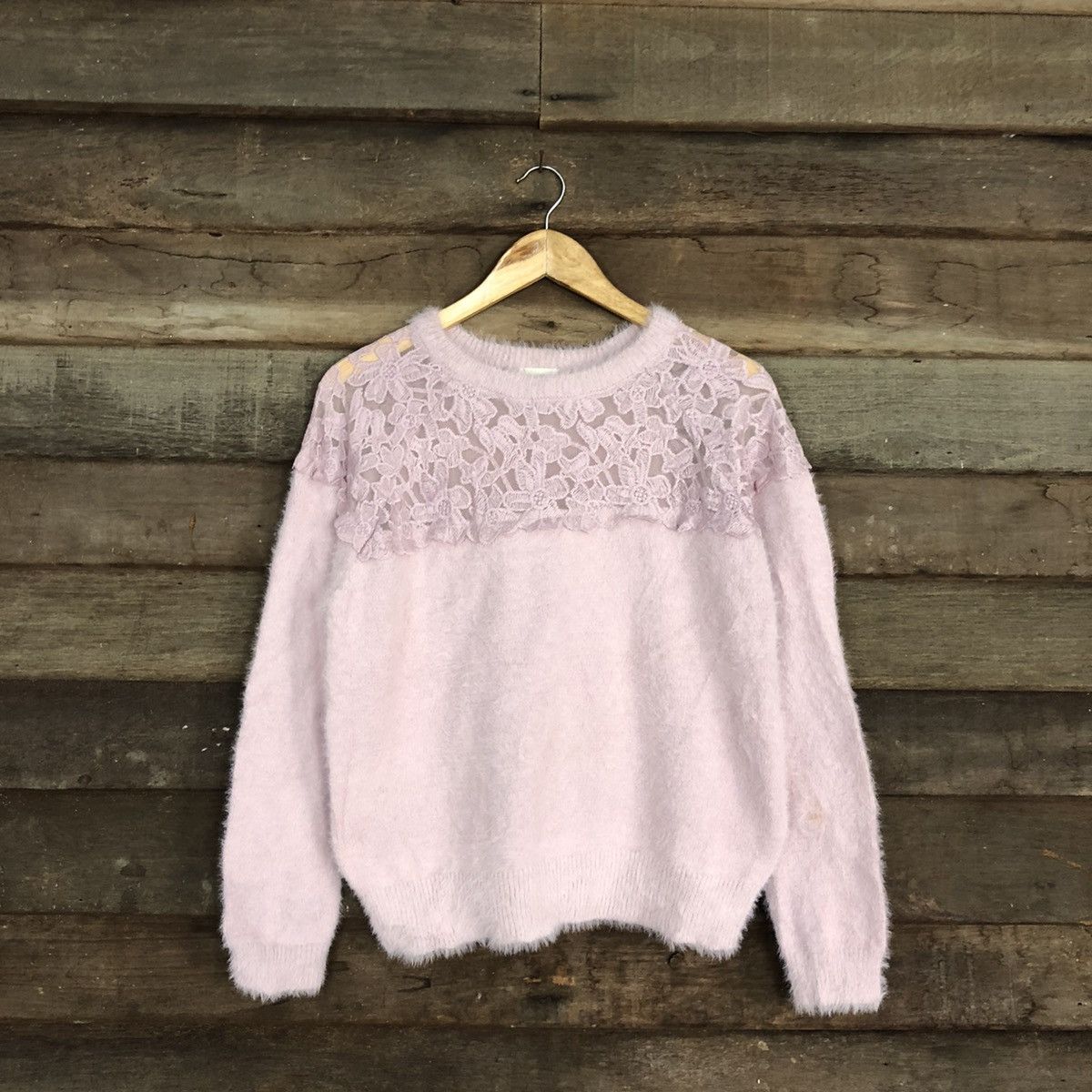 Homespun Knitwear DLL GU Japan Mohair Shag Shaggy sexy fleece Knitwear #c1092 Size L / US 10 / IT 46 - 3 Thumbnail