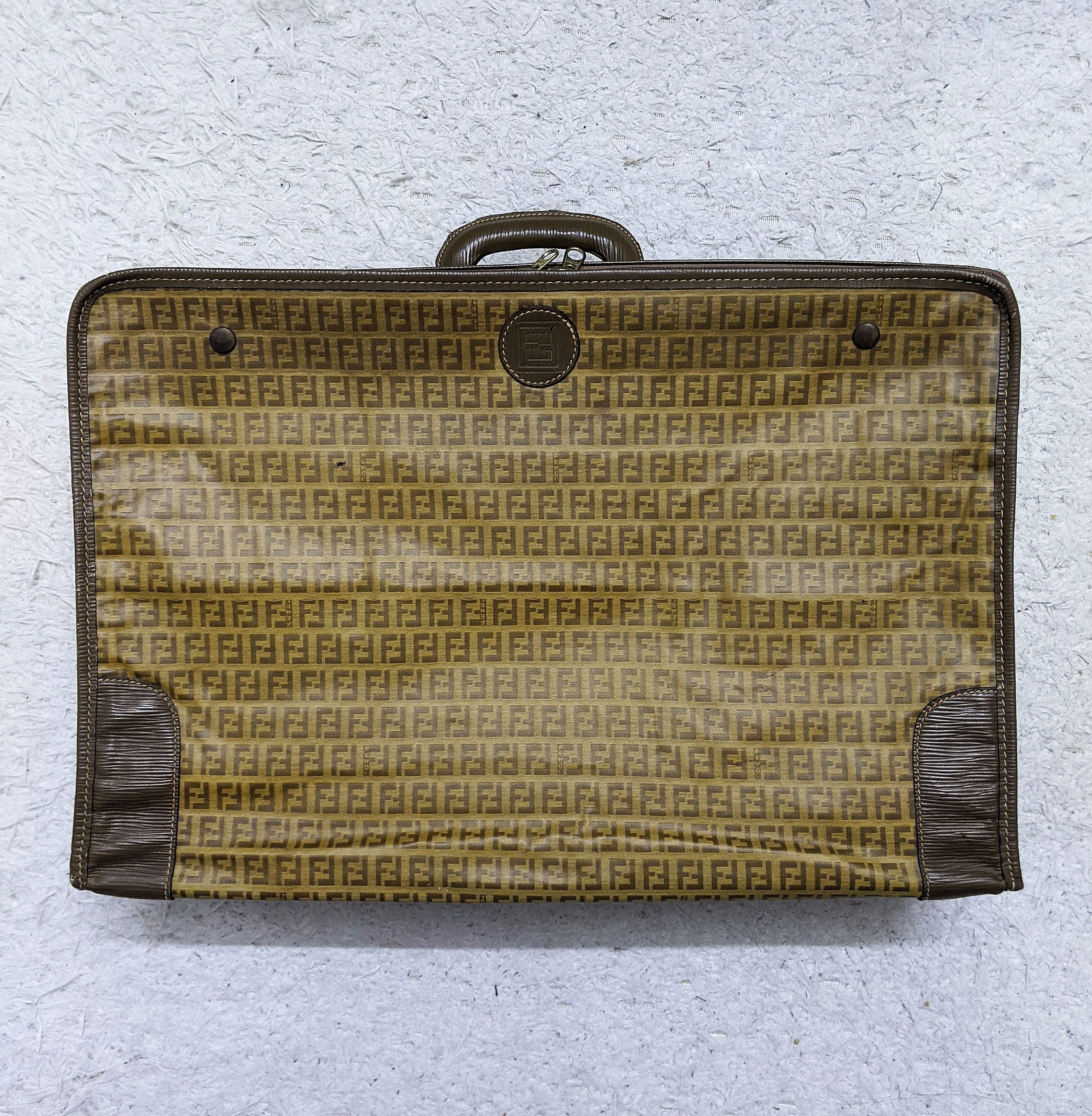 Fendi × Vintage Vintage 70's Fendi Brown Zucchino Crystal Canvas Briefcase Size ONE SIZE - 3 Thumbnail