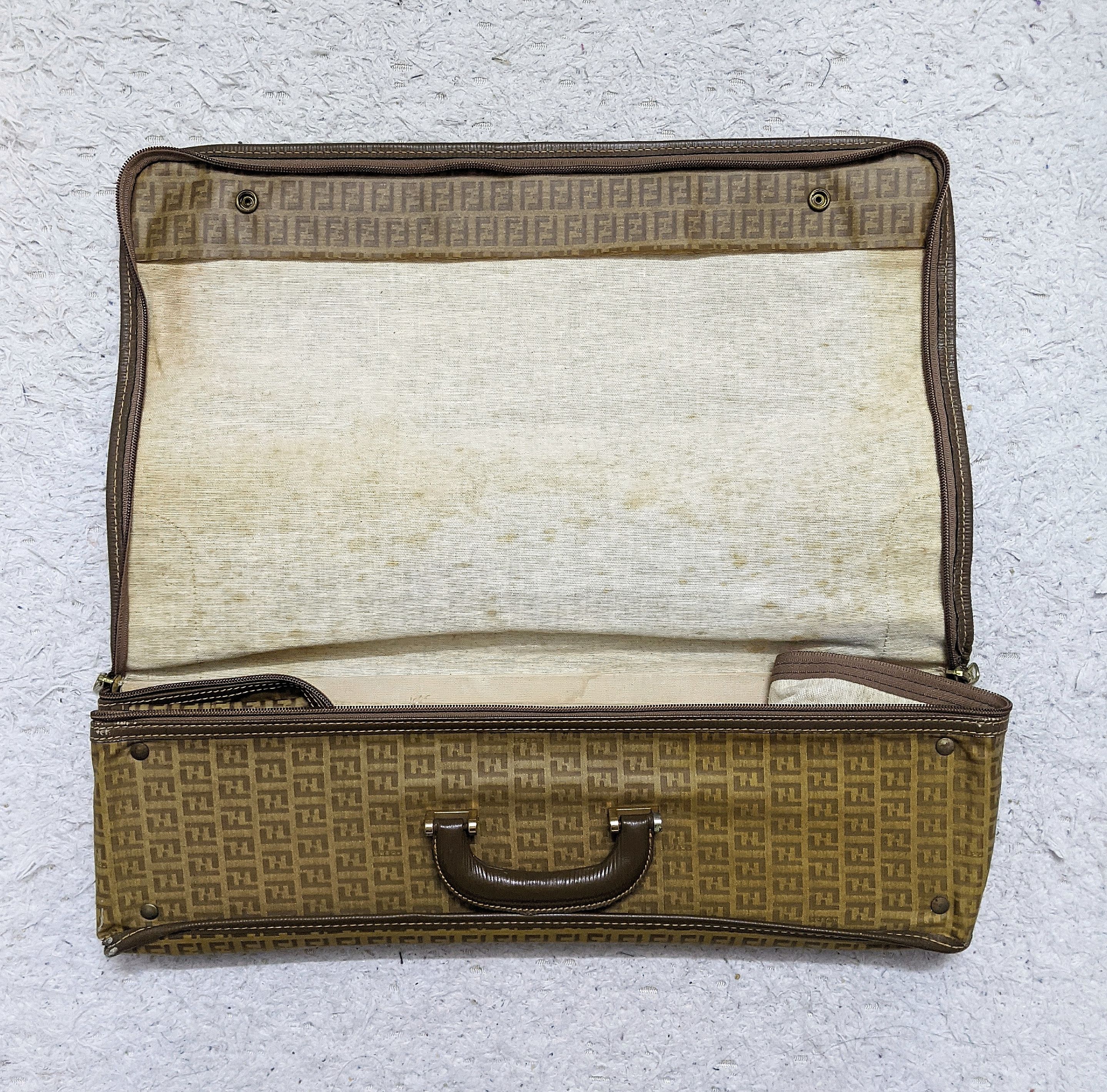 Fendi × Vintage Vintage 70's Fendi Brown Zucchino Crystal Canvas Briefcase Size ONE SIZE - 6 Thumbnail