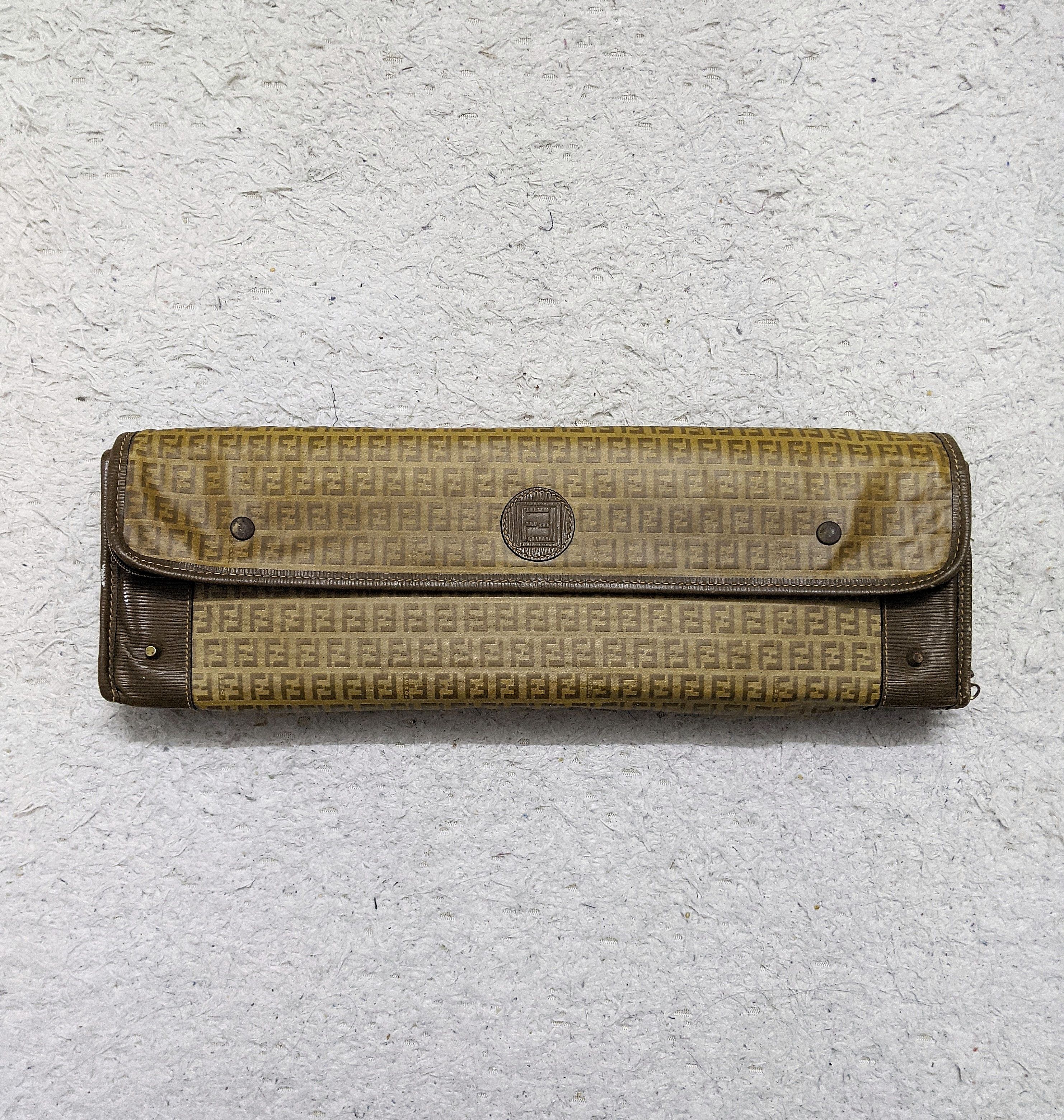 Fendi × Vintage Vintage 70's Fendi Brown Zucchino Crystal Canvas Briefcase Size ONE SIZE - 7 Thumbnail