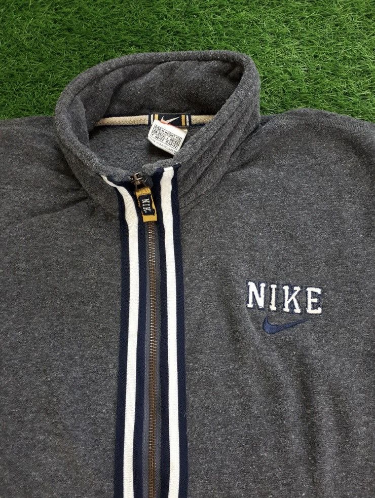 Nike × Vintage 1990s Vtg Nike Fleece Spell Out Mini Logo Zip Up Sweater Size US XL / EU 56 / 4 - 2 Thumbnail