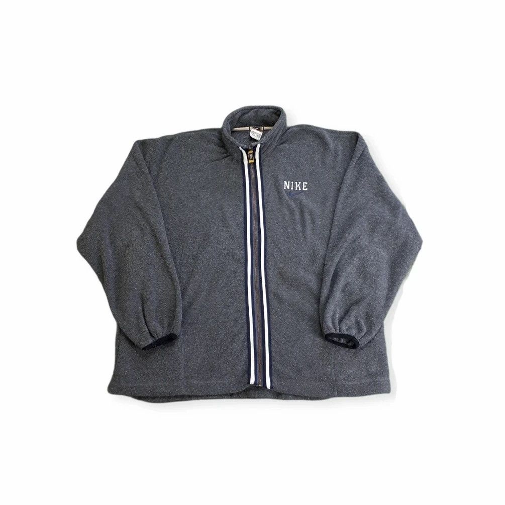 Nike × Vintage 1990s Vtg Nike Fleece Spell Out Mini Logo Zip Up Sweater Size US XL / EU 56 / 4 - 1 Thumbnail
