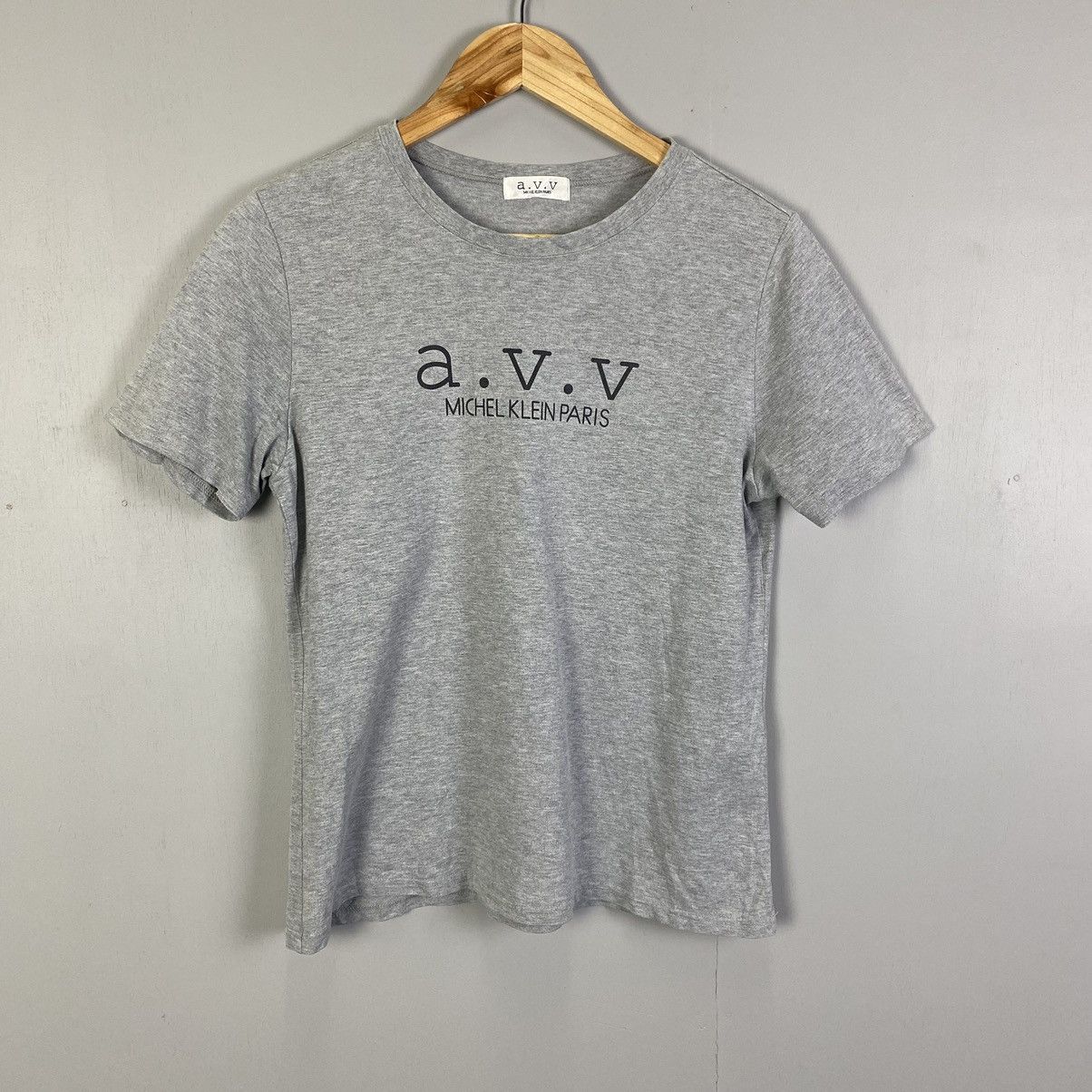 image of A.v.v Michel Klein Paris Spellout Tshirt in Light Grey, Men's (Size Small)