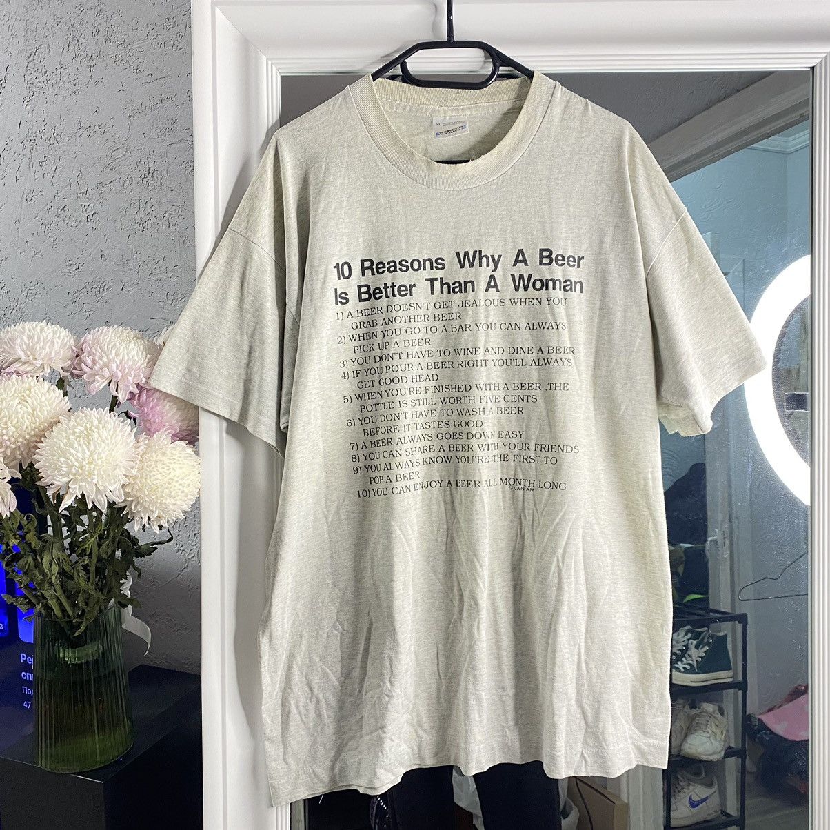 Vintage RARE 90s HUMOUR 10 REASONS WHY BEER IS BETTER WOMAN T SHIRT Size US XL / EU 56 / 4 - 1 Thumbnail