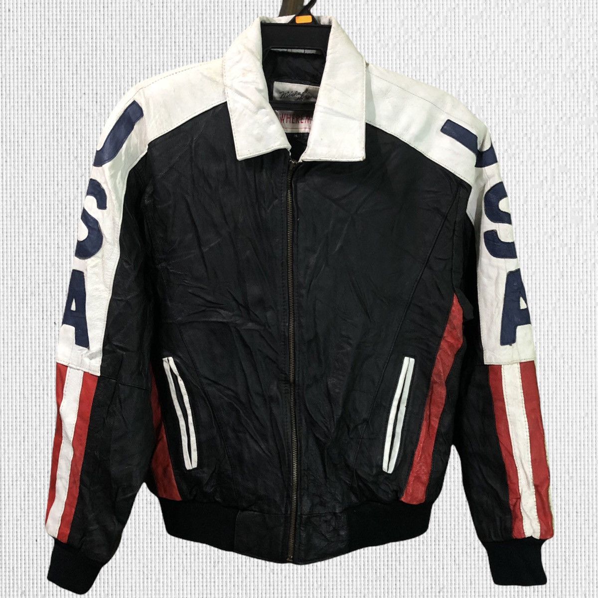 Genuine Leather Vintage U.S Flag Genuine Leather Jacket Size US M / EU 48-50 / 2 - 2 Thumbnail
