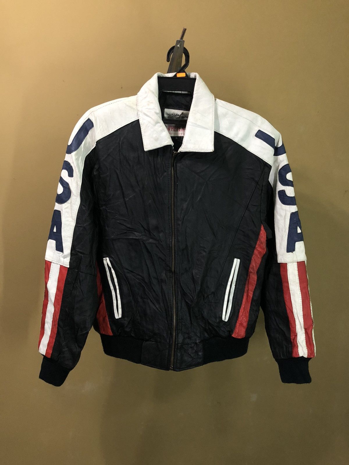 Genuine Leather Vintage U.S Flag Genuine Leather Jacket Size US M / EU 48-50 / 2 - 9 Thumbnail