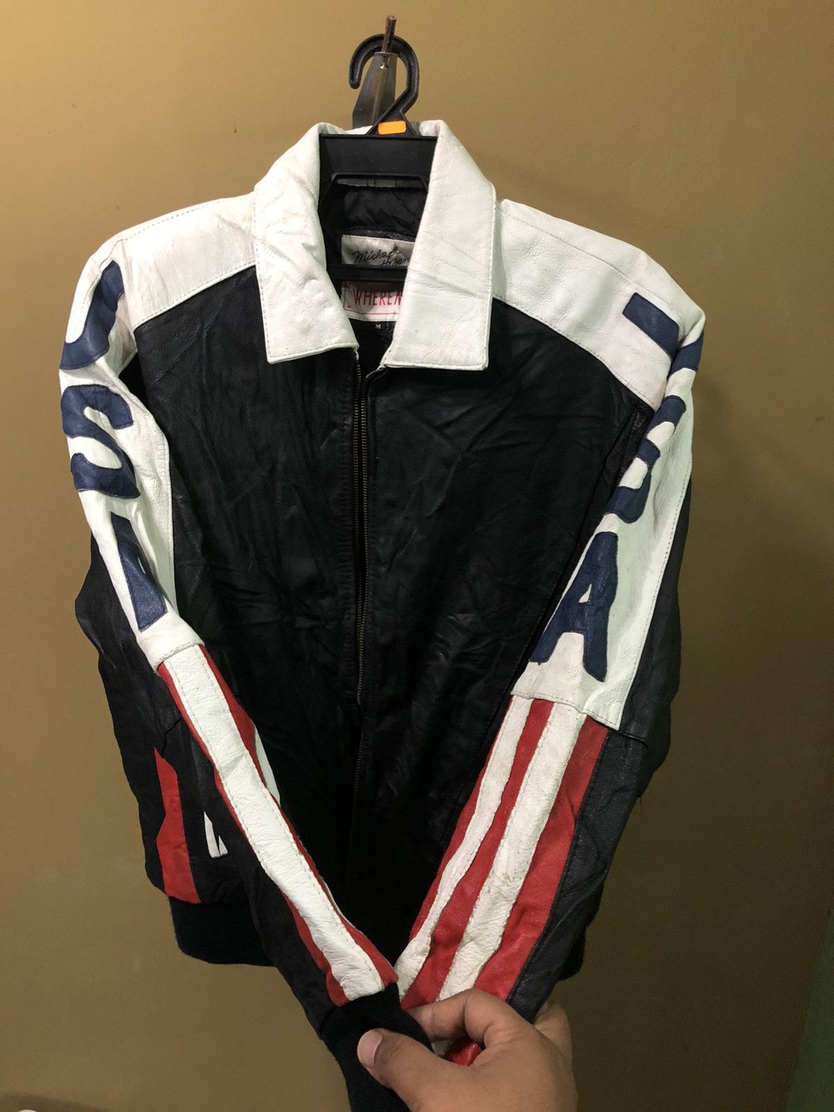 Genuine Leather Vintage U.S Flag Genuine Leather Jacket Size US M / EU 48-50 / 2 - 8 Thumbnail