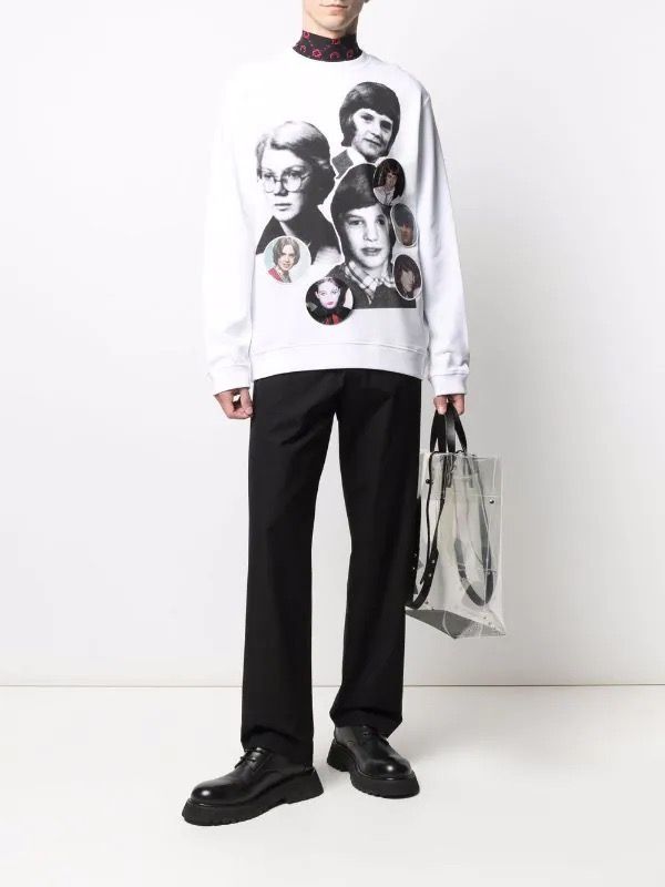 Pre-owned Raf Simons Sweatshirt Collage Crew In White