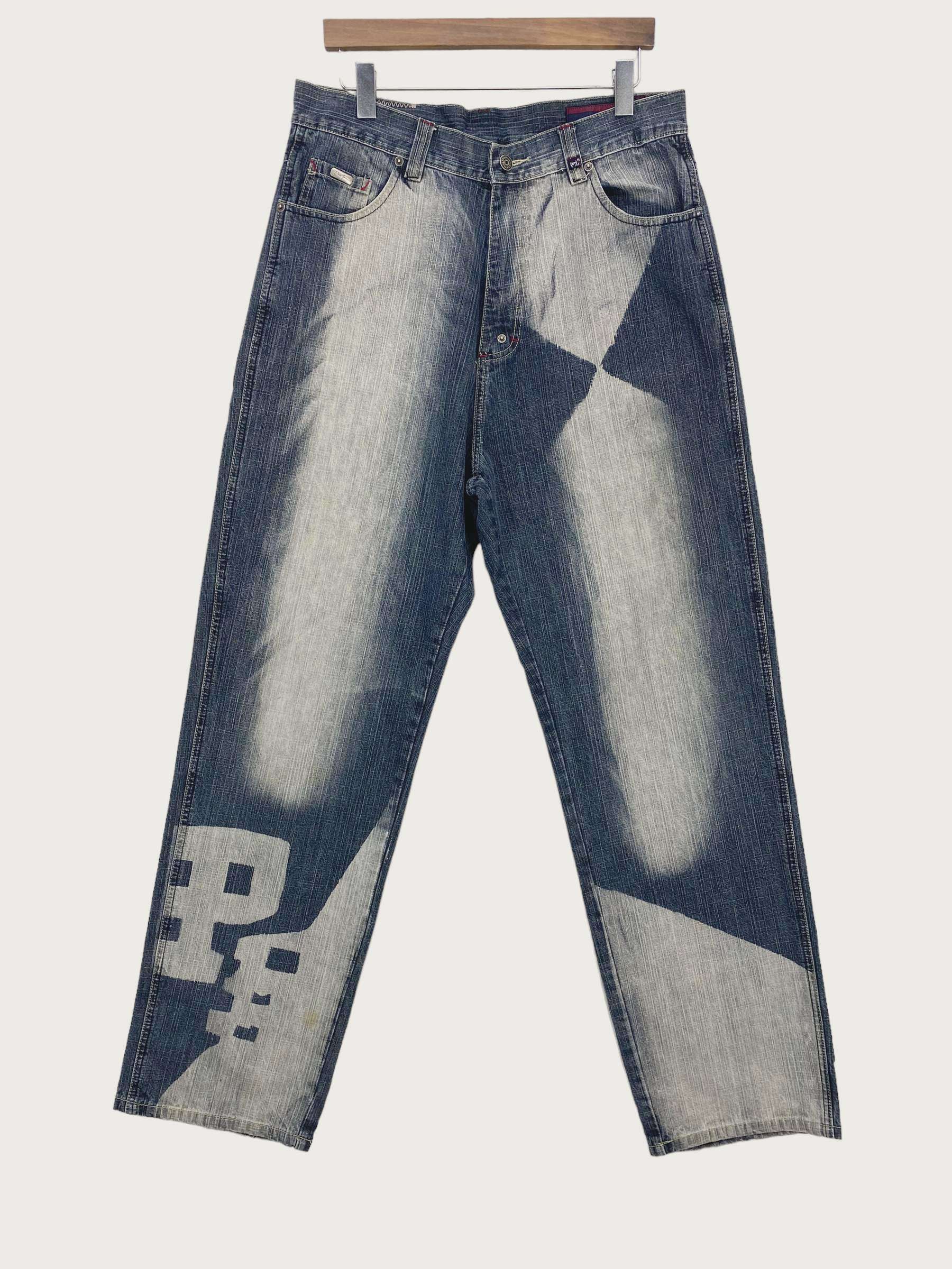 image of Phat Farm Baggy Jeans Hip Hop Skateboards Jeans Pants in Blue, Men's (Size 33)