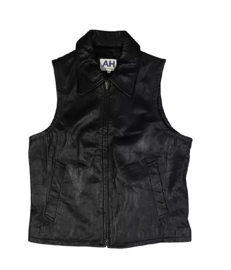 Pre-owned Cowboy Equipment X Leather Offer Abahouse Cowhide Leather Vest Jacket In Black