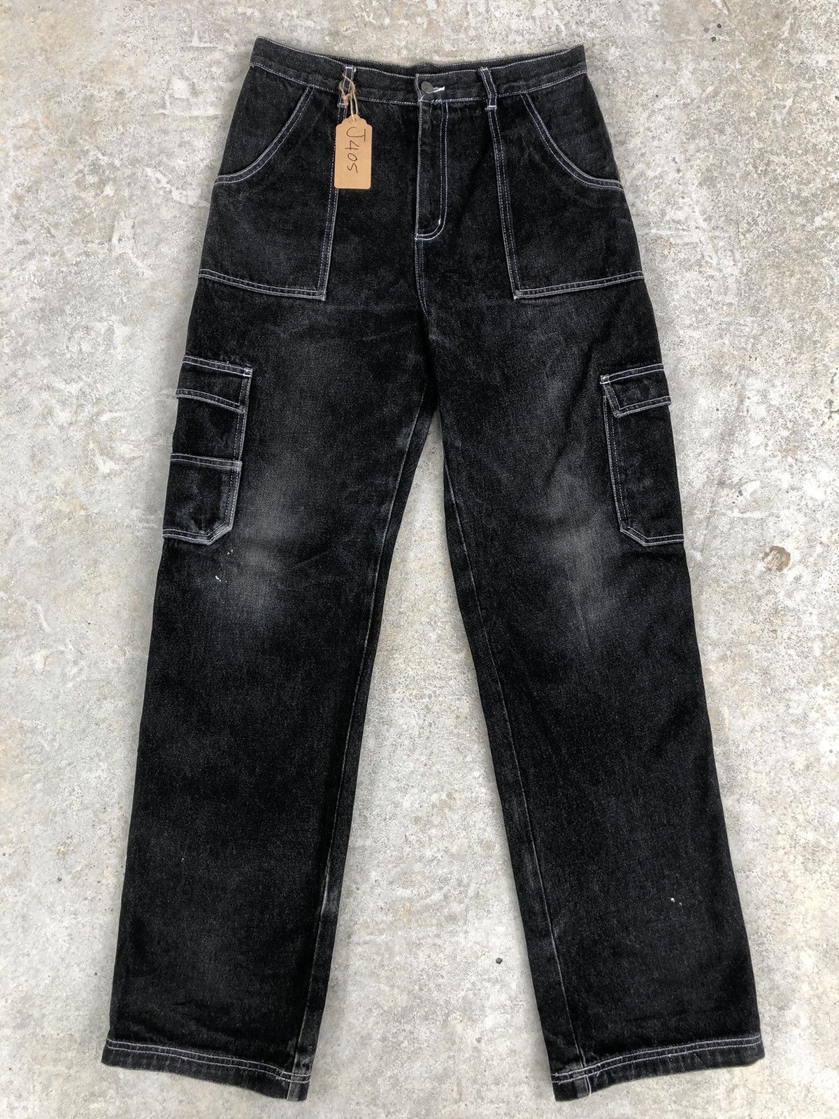 Japanese Brand white stitch Baggy Jeans Hip Hop Carpenter Embroidered Jeans Size US 32 / EU 48 - 2 Thumbnail