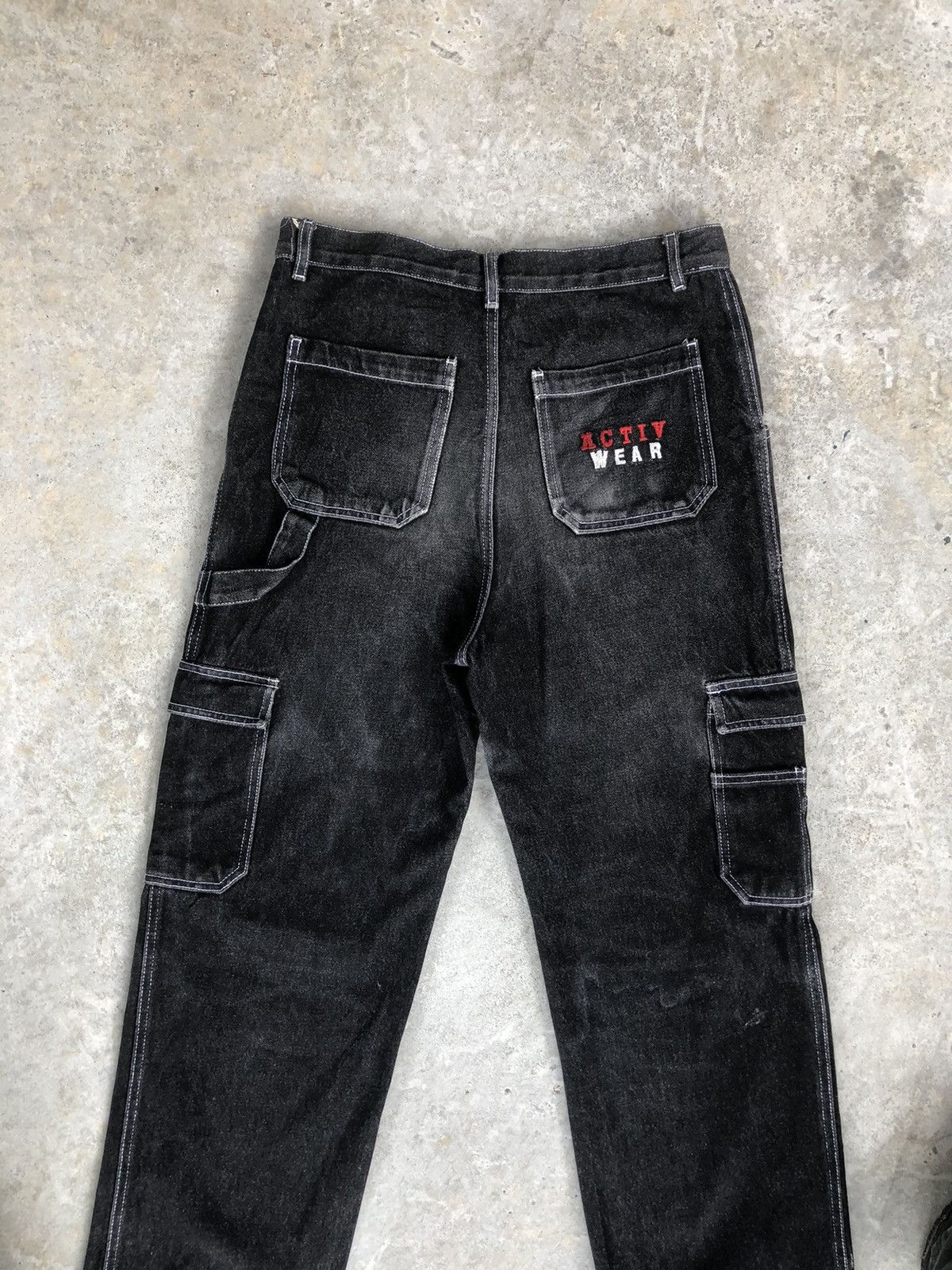 Japanese Brand white stitch Baggy Jeans Hip Hop Carpenter Embroidered Jeans Size US 32 / EU 48 - 8 Thumbnail