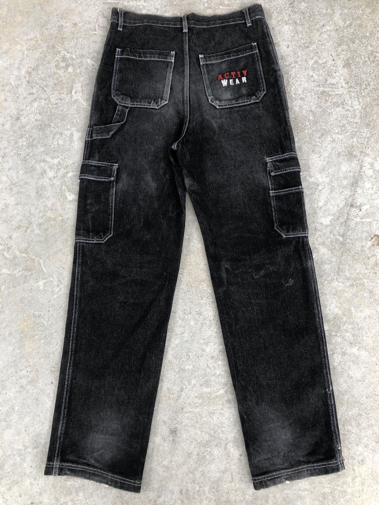 Japanese Brand white stitch Baggy Jeans Hip Hop Carpenter Embroidered Jeans Size US 32 / EU 48 - 1 Thumbnail