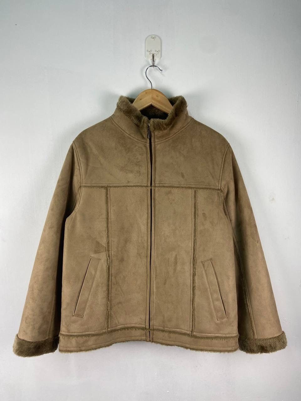 image of Sheepskin Coat x Vintage Fila Sport Shearling Jacket Type B3 Sheepskin Style in Beige (Size Medium)