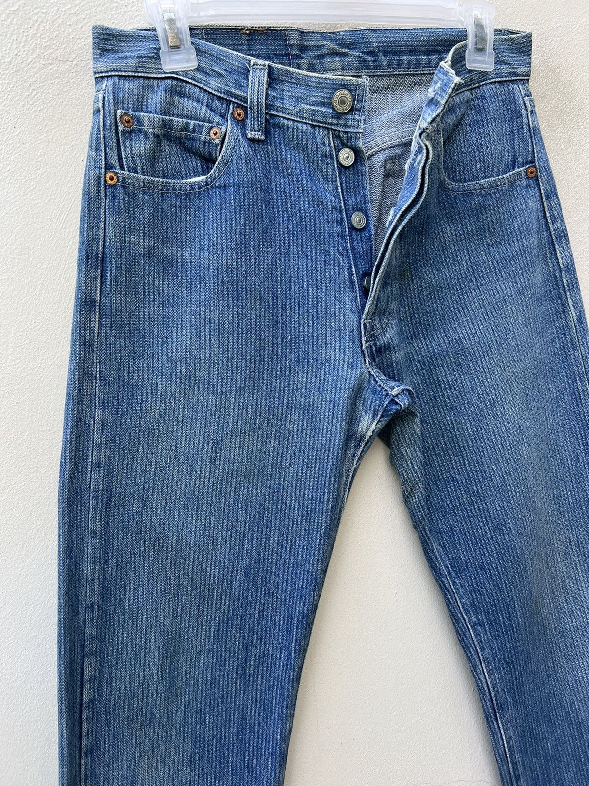 Levi's Vintage Rare! 80s Levi’s 501 Striped Twill Denim Fade Jeans Size US 29 - 7 Thumbnail