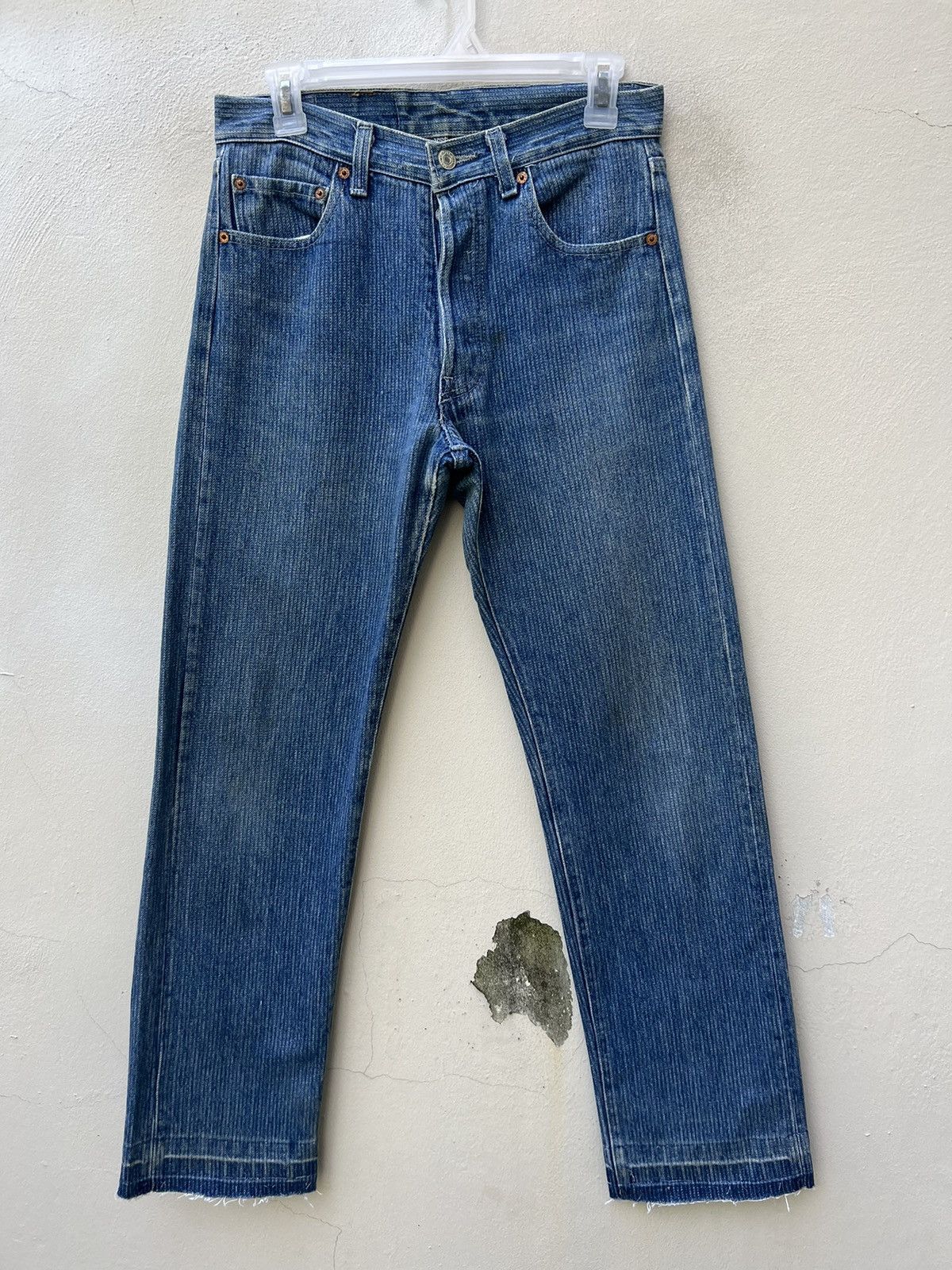 Levi's Vintage Rare! 80s Levi’s 501 Striped Twill Denim Fade Jeans Size US 29 - 6 Thumbnail
