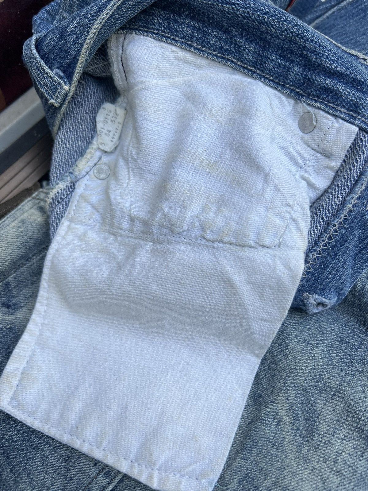 Levi's Vintage Rare! 80s Levi’s 501 Striped Twill Denim Fade Jeans Size US 29 - 21 Thumbnail
