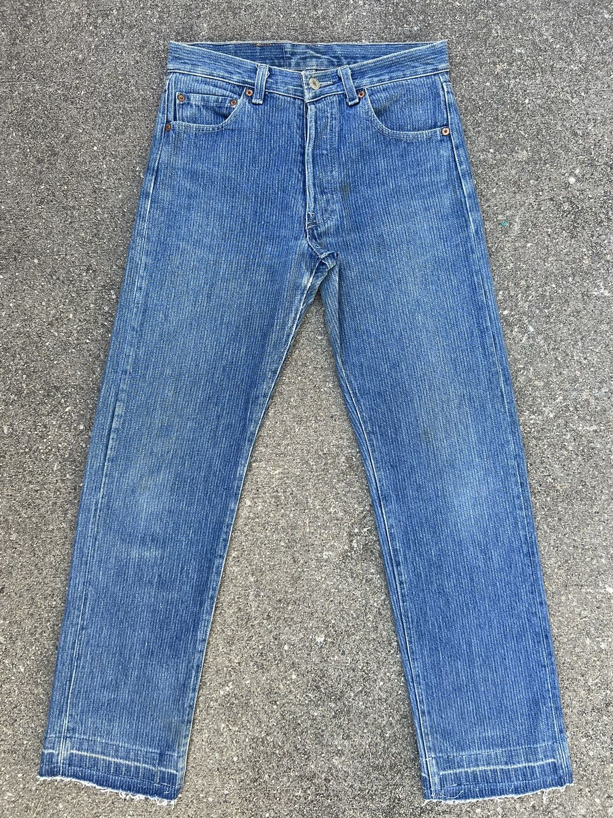 Levi's Vintage Rare! 80s Levi’s 501 Striped Twill Denim Fade Jeans Size US 29 - 1 Thumbnail