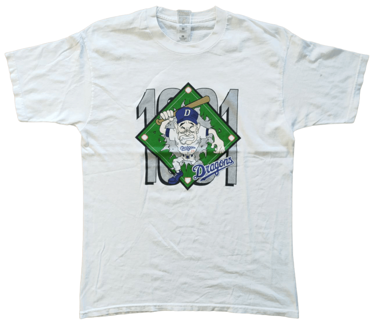 image of 90's Vintage Chunichi Dragons Baseball T in White, Men's (Size Large)