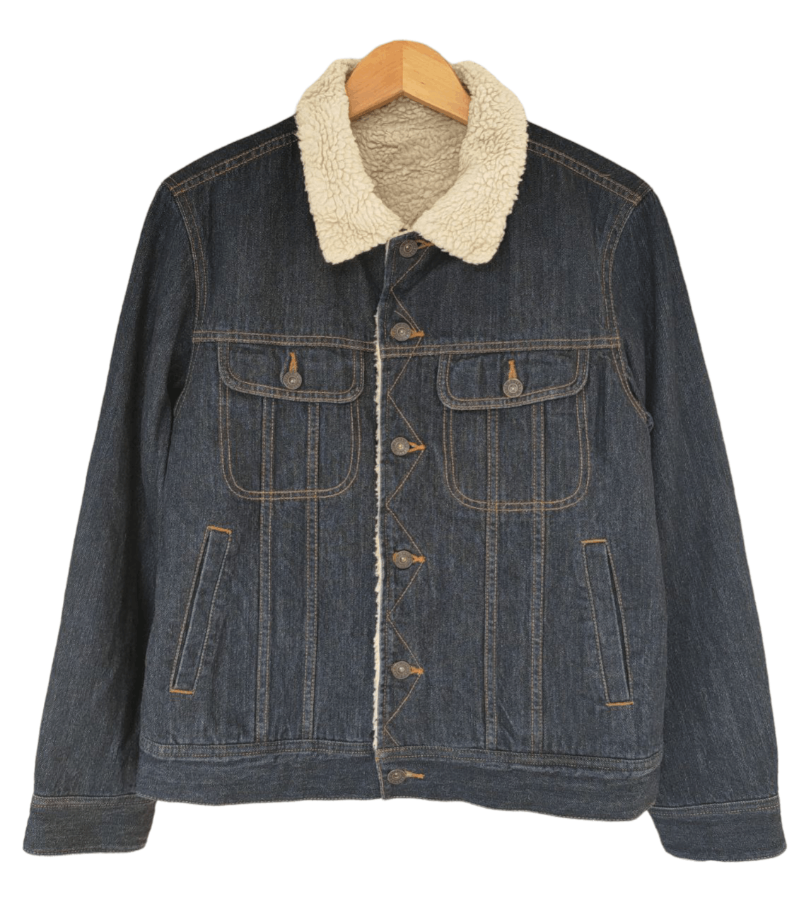image of Gu Sherpa Denim Jacket in Blue, Men's (Size Small)