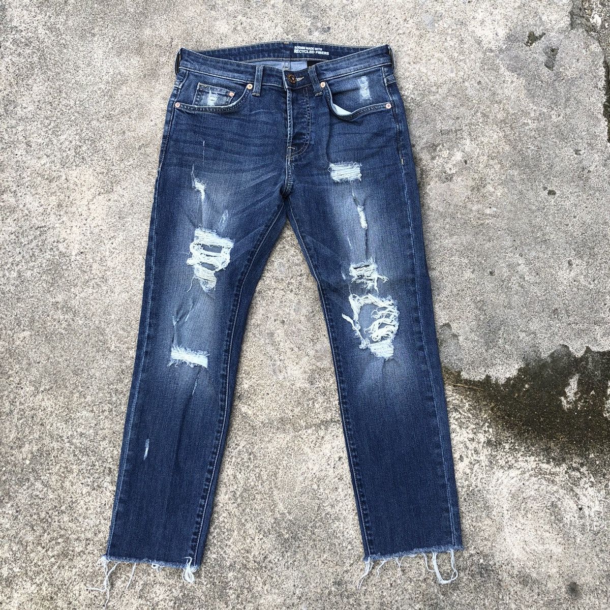 🔥Thrash🔥H&M Stoned Wash Rips Distress Skinny Denim Jeans
