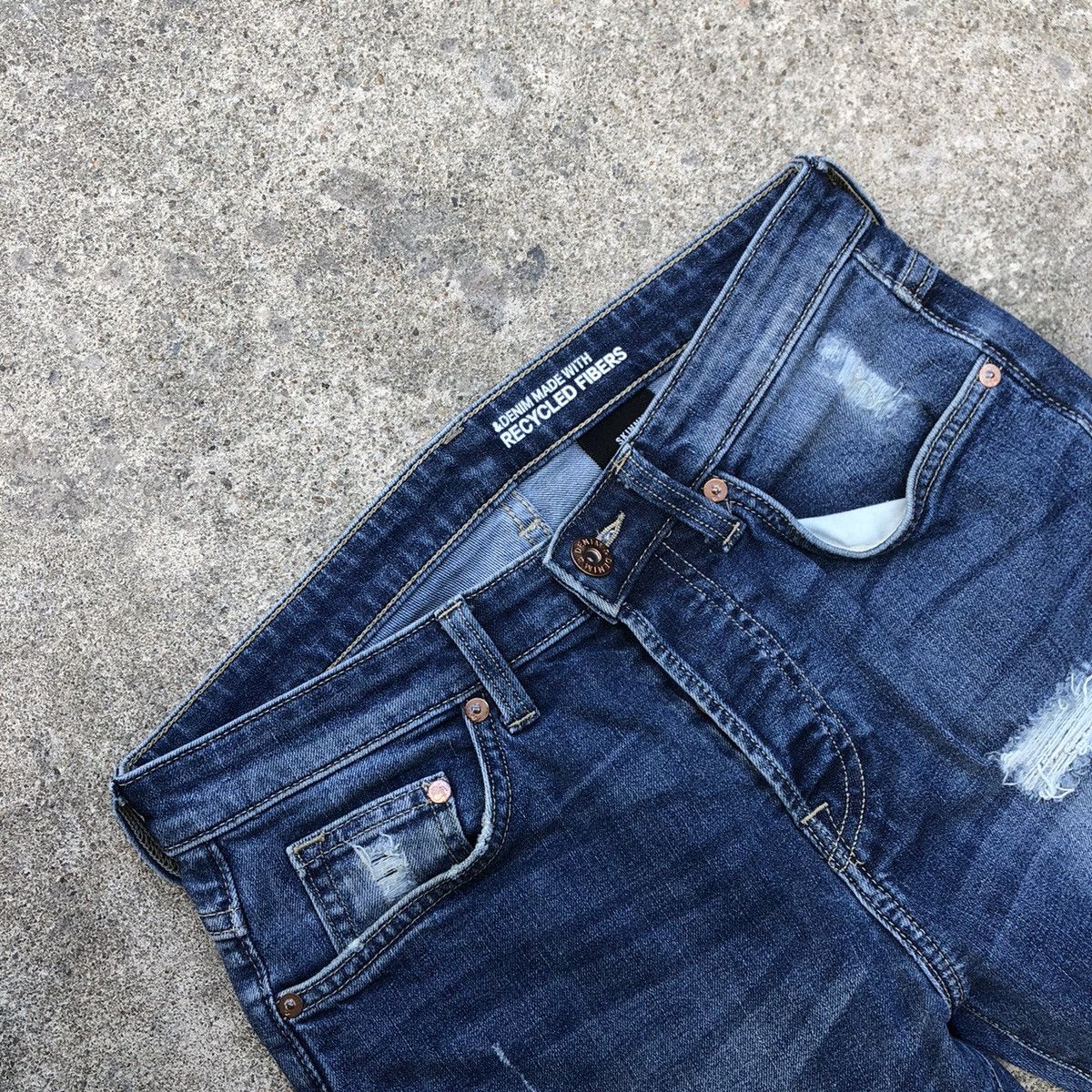H&M 🔥Thrash🔥H&M Stoned Wash Rips Distress Skinny Denim Jeans Size US 30 / EU 46 - 8 Thumbnail
