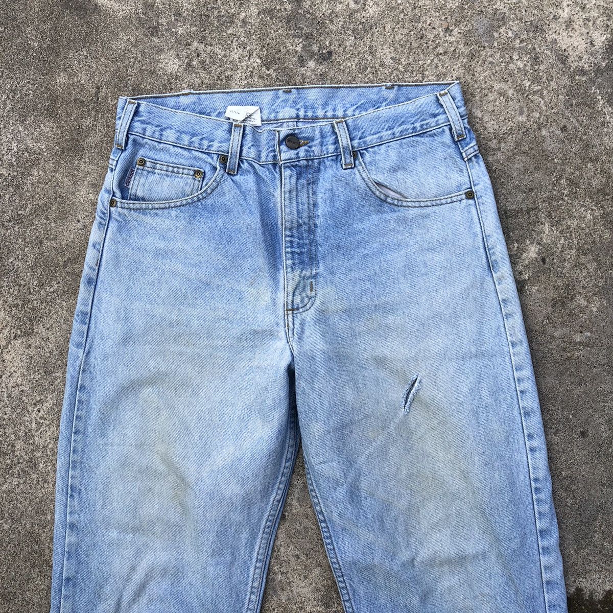 Carhartt 🔥Rare🔥Vintage Carhatt Stoned Wash Rips Denim Jeans Size US 33 - 2 Thumbnail