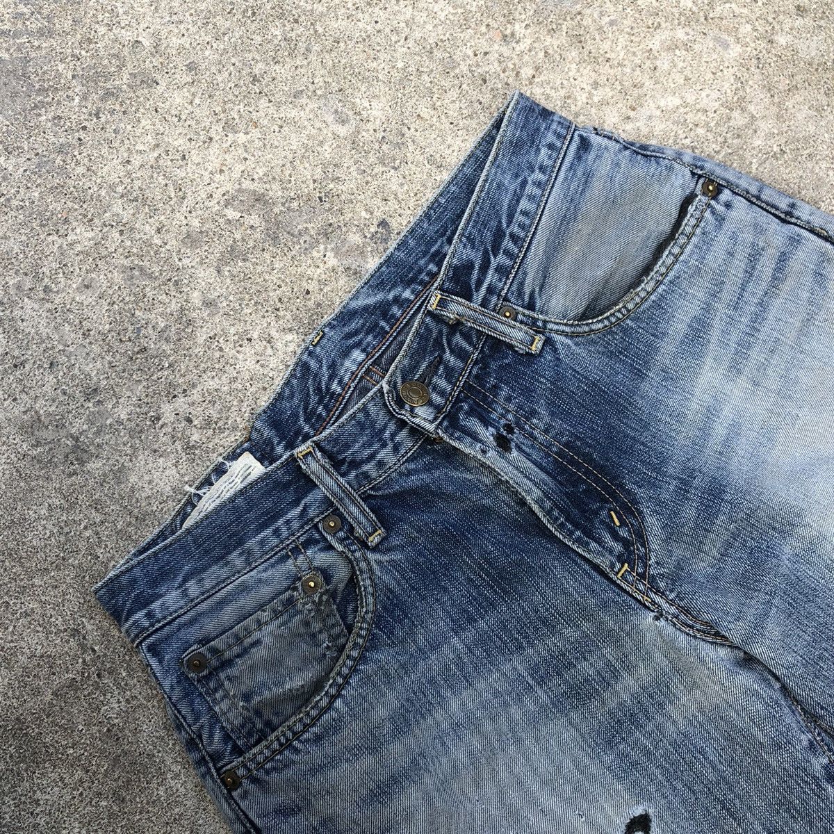 Edwin 🔥Rare🔥Vintage Edwin 503 Stone Wash Rips Distress Denim Jeans Size US 30 / EU 46 - 15 Thumbnail