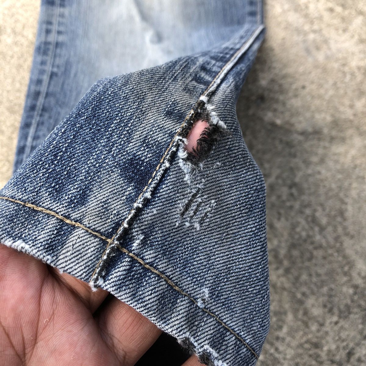 Edwin 🔥Rare🔥Vintage Edwin 503 Stone Wash Rips Distress Denim Jeans Size US 30 / EU 46 - 8 Thumbnail