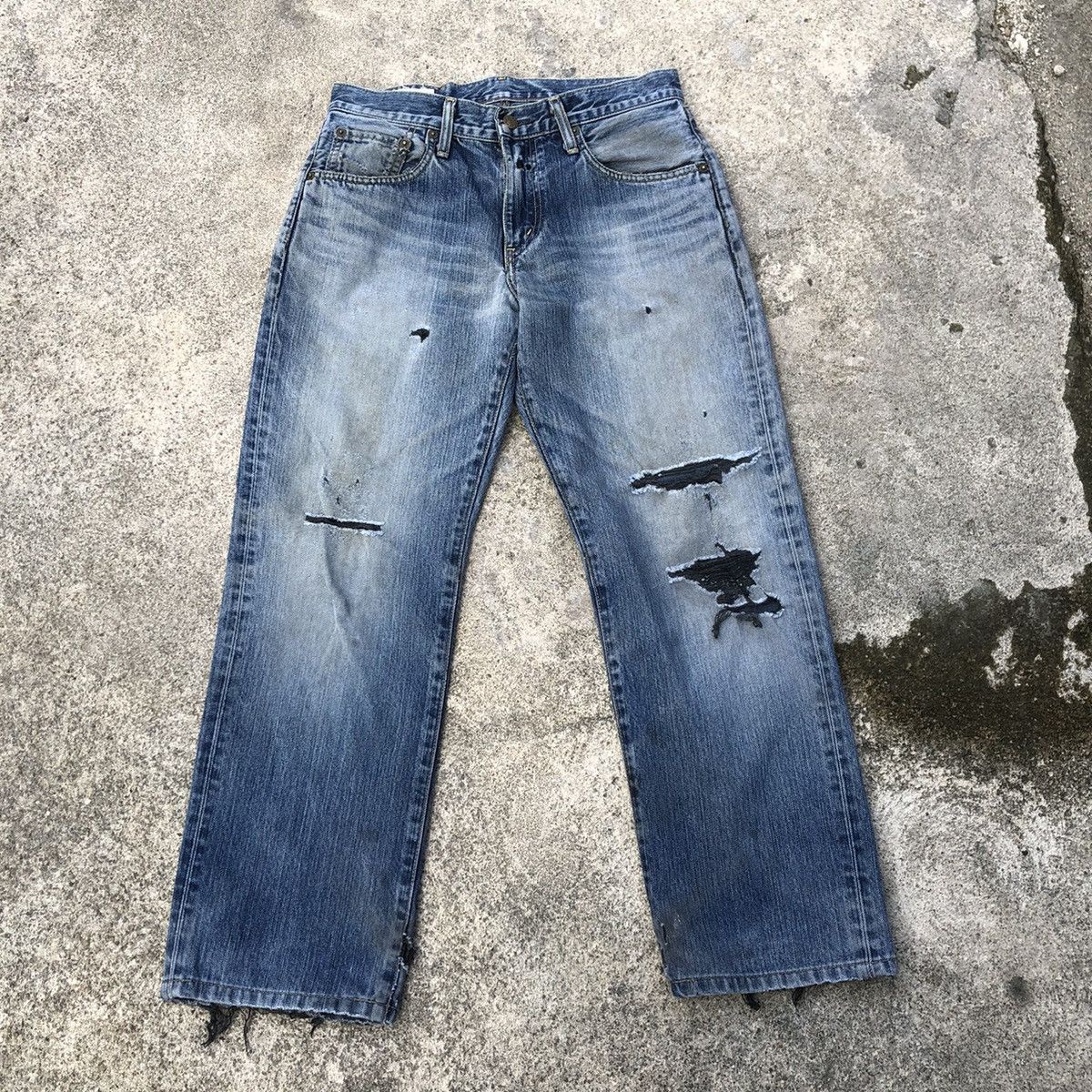 Edwin 🔥Rare🔥Vintage Edwin 503 Stone Wash Rips Distress Denim Jeans Size US 30 / EU 46 - 1 Thumbnail