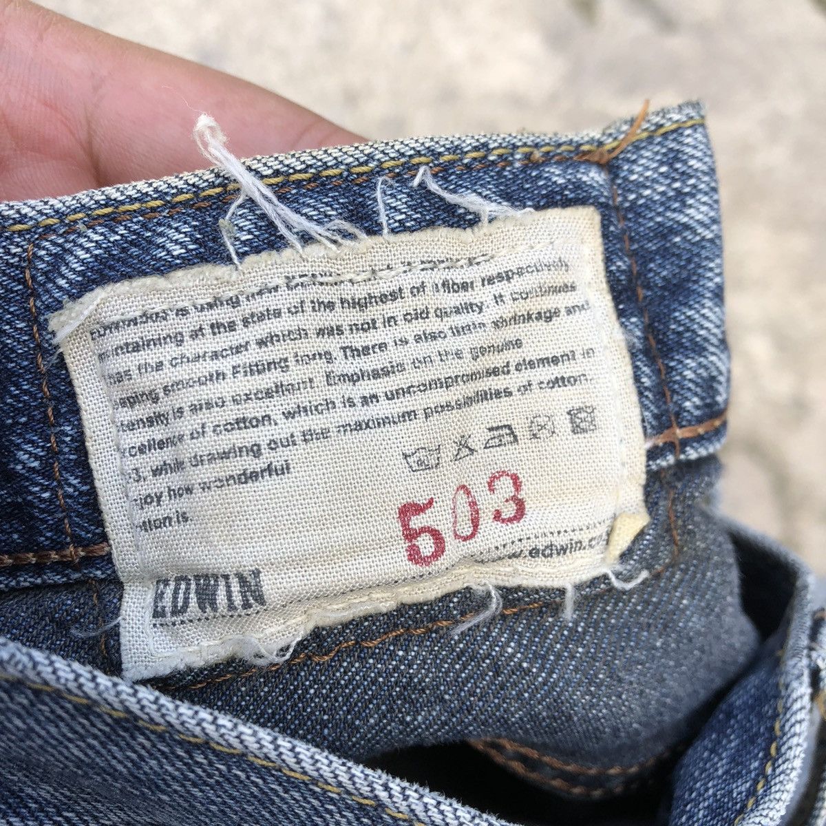 Edwin 🔥Rare🔥Vintage Edwin 503 Stone Wash Rips Distress Denim Jeans Size US 30 / EU 46 - 19 Thumbnail