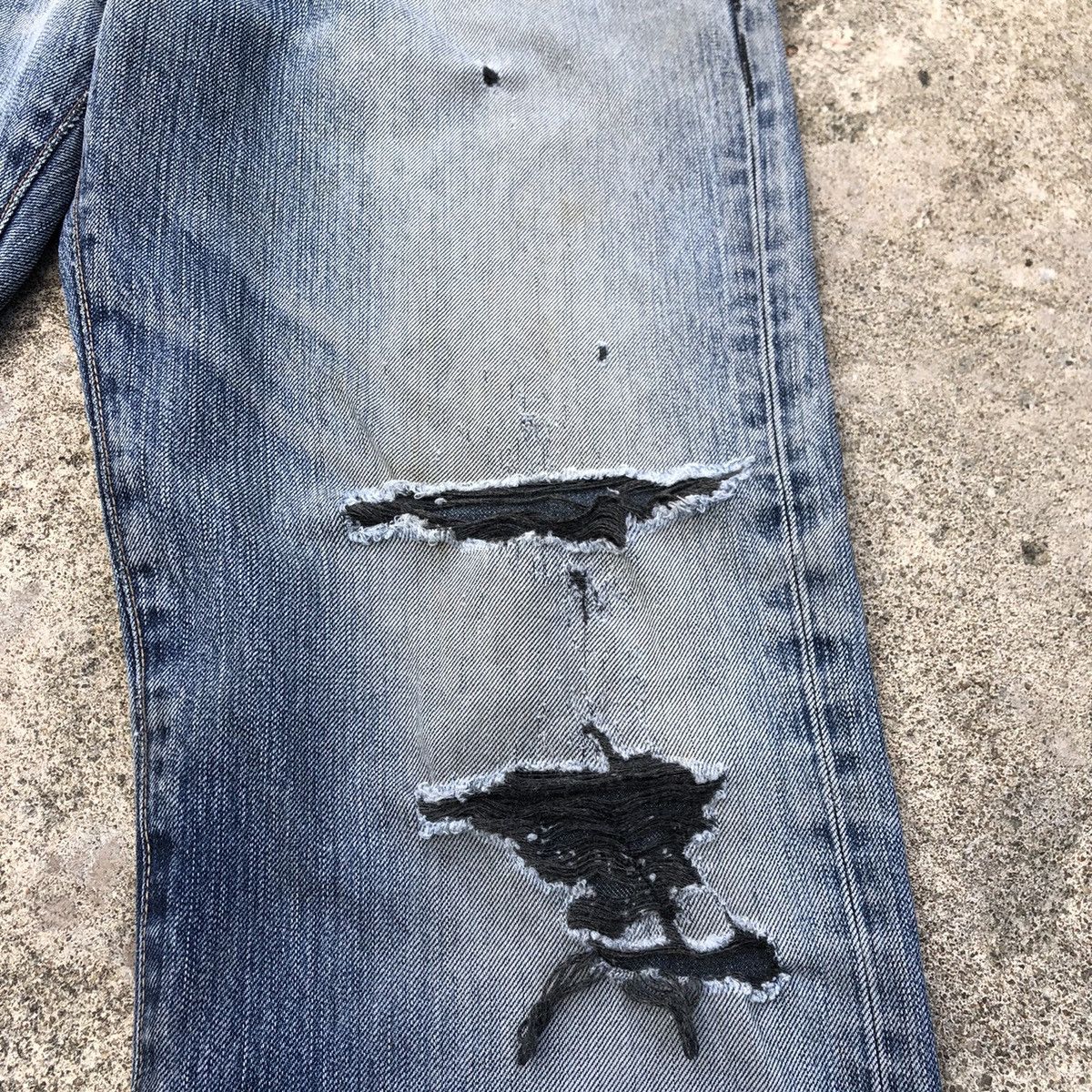 Edwin 🔥Rare🔥Vintage Edwin 503 Stone Wash Rips Distress Denim Jeans Size US 30 / EU 46 - 11 Thumbnail
