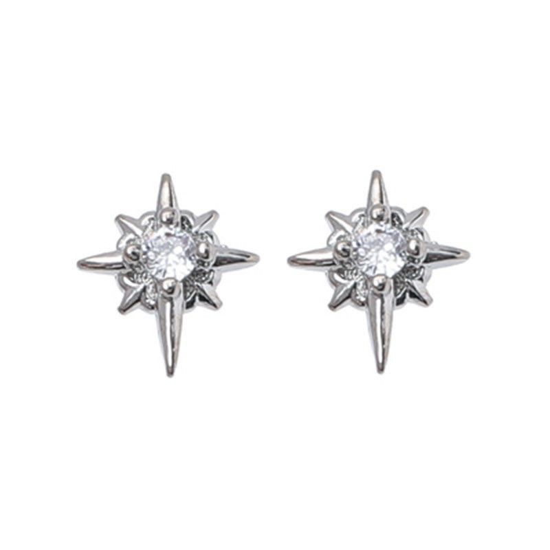 Other 925 Silver Plated CZ Star Stud Earrings for Men Women Size ONE SIZE - 4 Thumbnail
