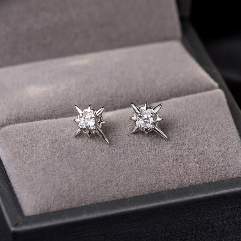 Other 925 Silver Plated CZ Star Stud Earrings for Men Women Size ONE SIZE - 2 Thumbnail