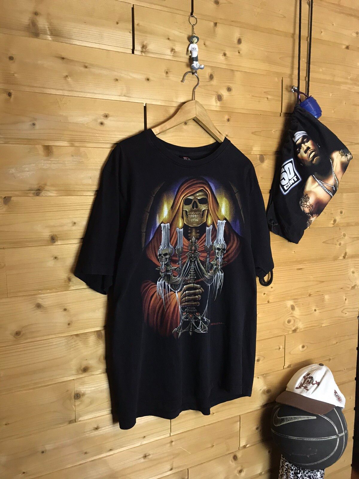 Vintage Skull & Redfish T-Shirt, Silver