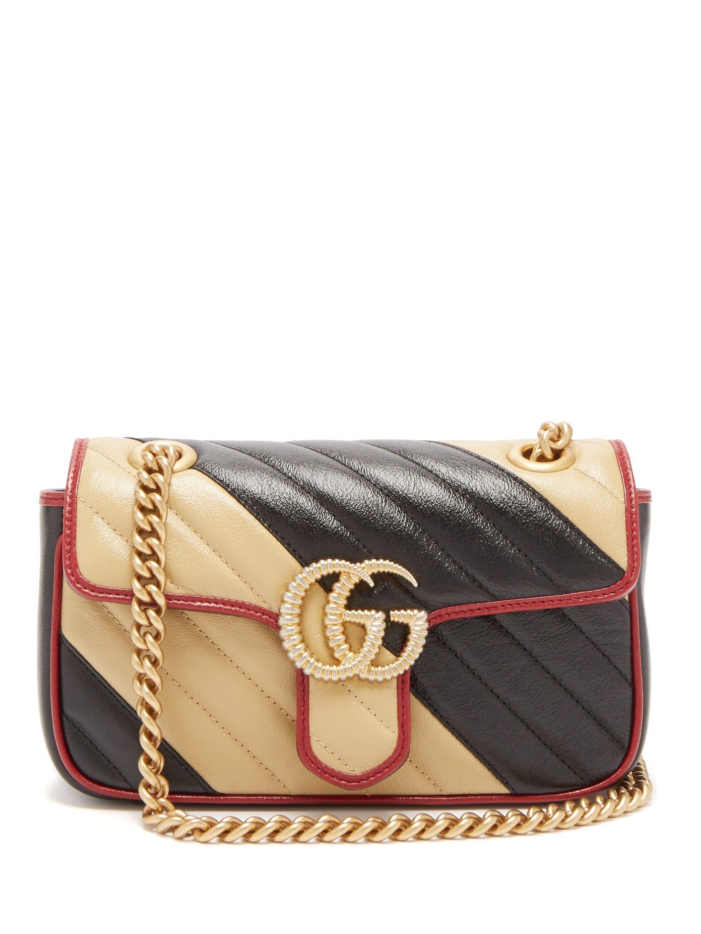 Gucci Small Gg Marmont 2.0 Bicolor Leather Bag in Black