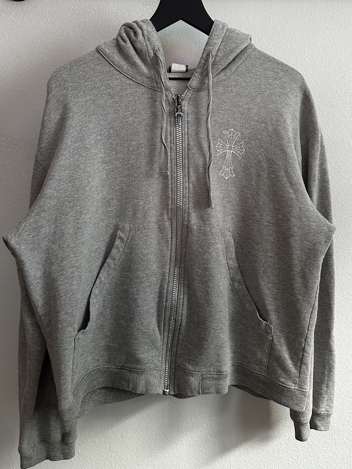 image of Chrome Hearts Zip Up Hoodie in Grey, Men's (Size Small)