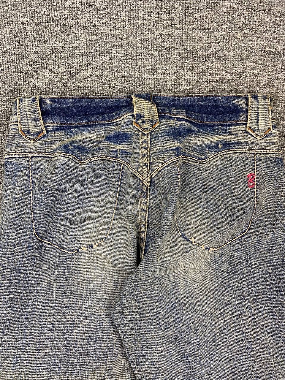 If Six Was Nine Vintage Brappers Flared Denim Faded Wash Jeans Bootcut Size 27" / US 4 / IT 40 - 7 Thumbnail