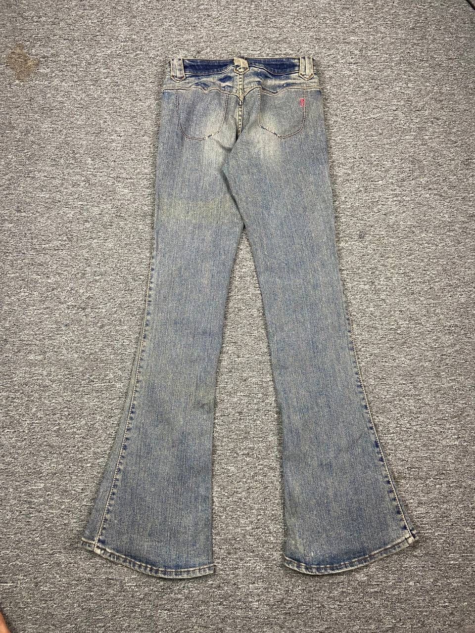 If Six Was Nine Vintage Brappers Flared Denim Faded Wash Jeans Bootcut Size 27" / US 4 / IT 40 - 2 Thumbnail