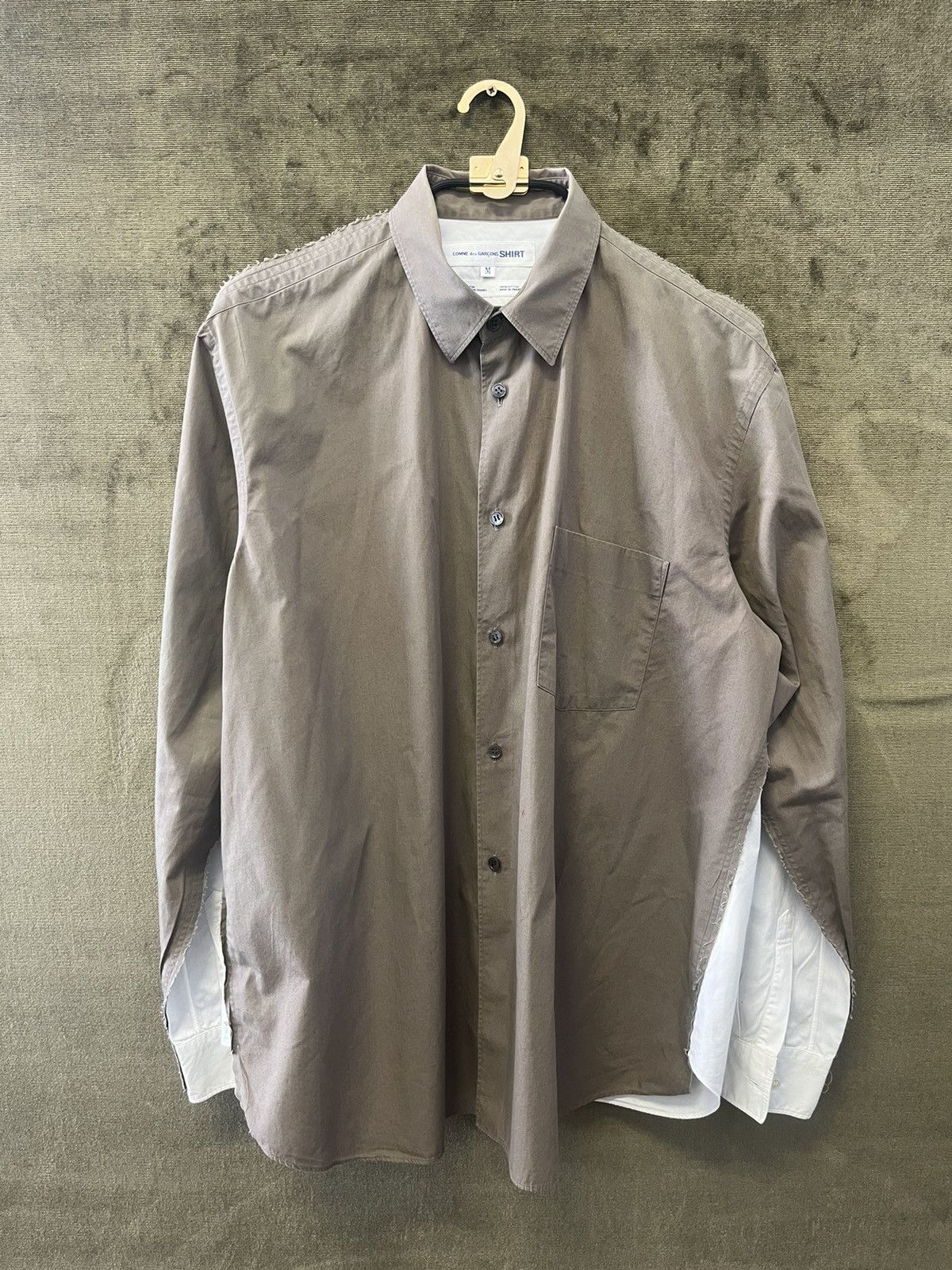 Image of Comme Des Garcons Commes Des Garçons Button Up Shirt in Green White, Men's (Size Medium)