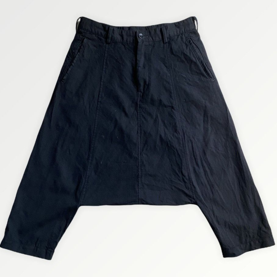 image of Comme Des Garcons Black Wool Drop Crotch Shorts in Black, Men's (Size 29)