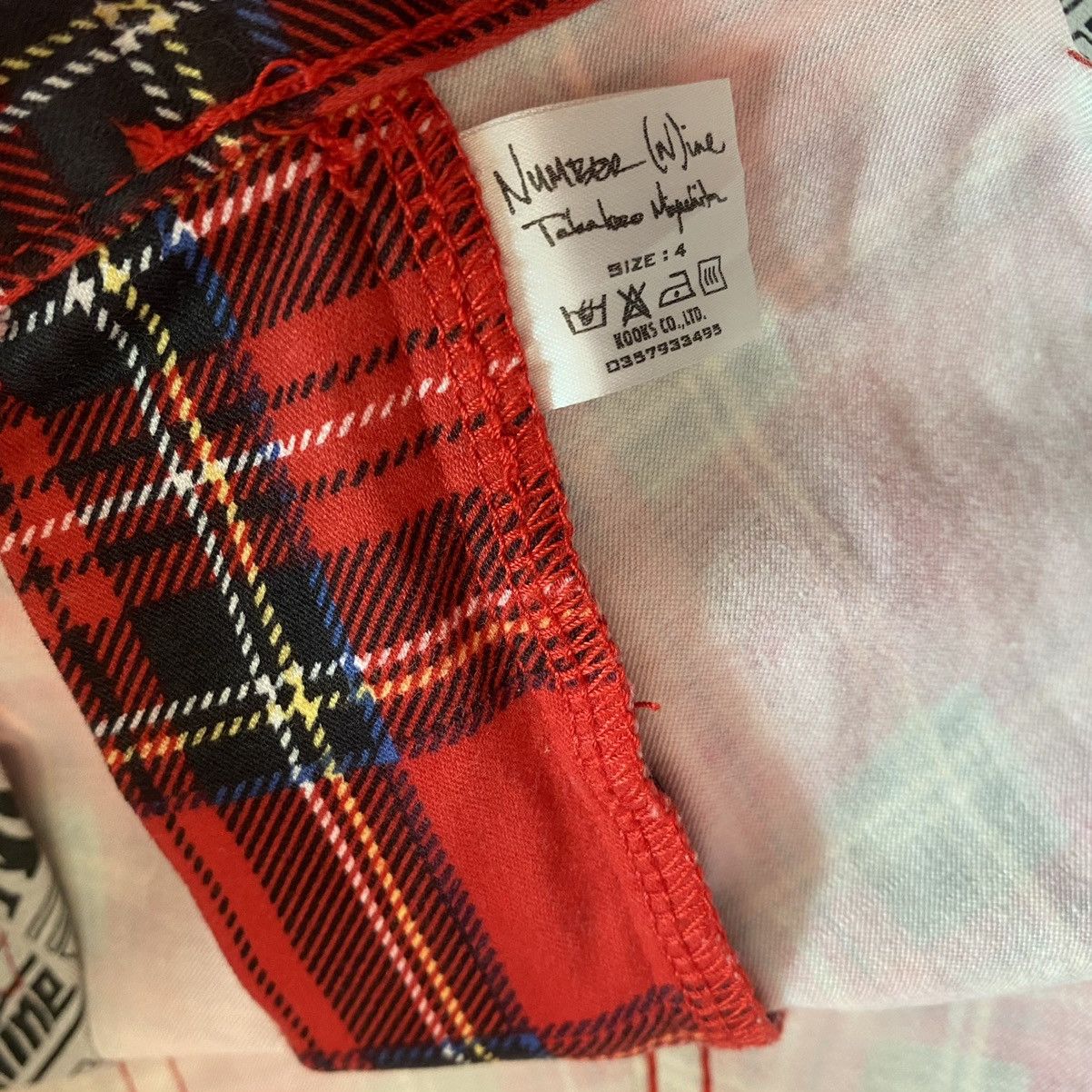 Number (N)ine Red Tartan D Rings Hoop Skinny Jeans Size US 33 - 5 Thumbnail