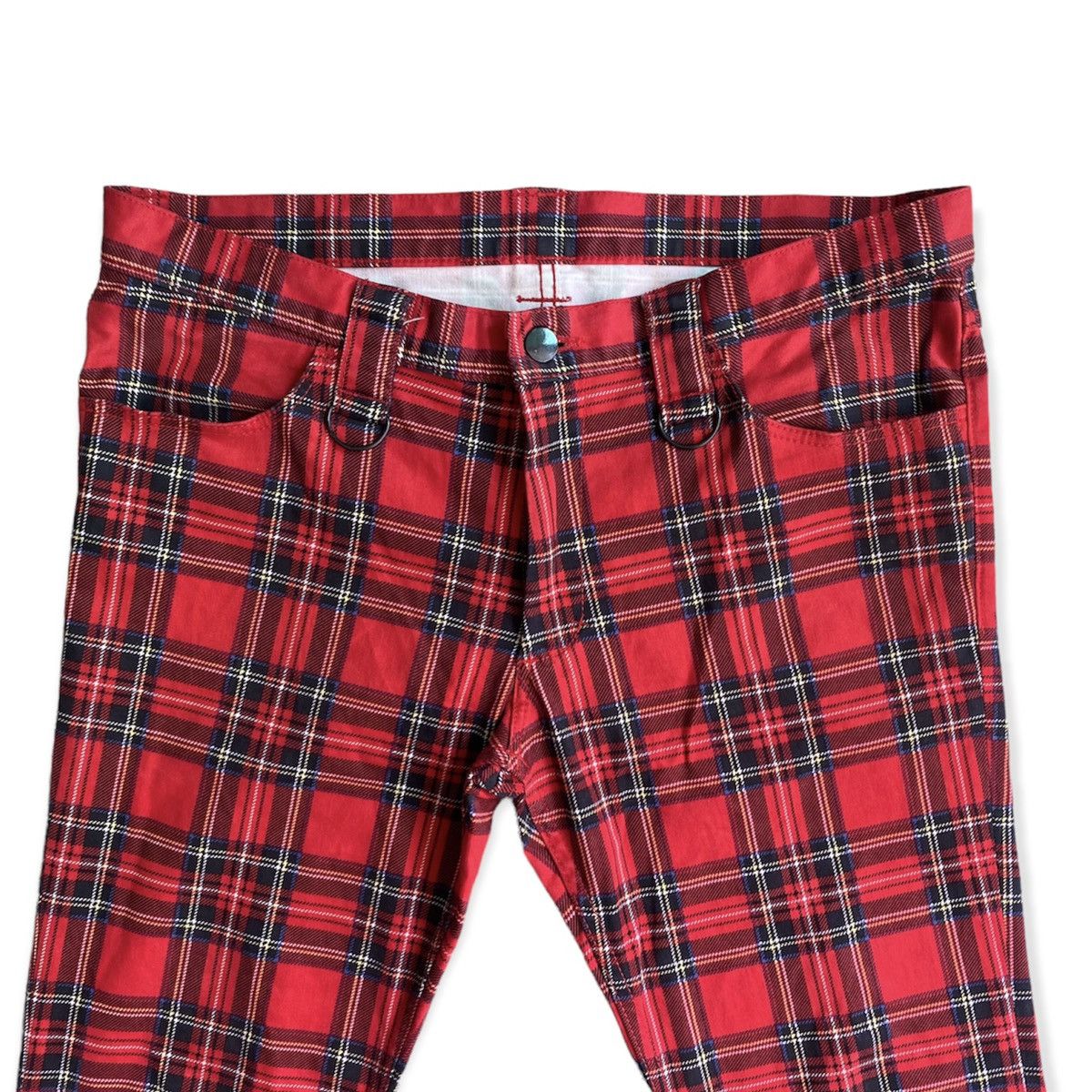 Number (N)ine Red Tartan D Rings Hoop Skinny Jeans Size US 33 - 1 Thumbnail