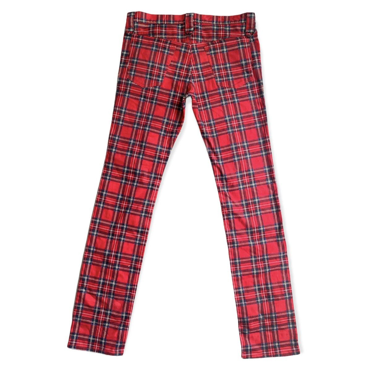Number (N)ine Red Tartan D Rings Hoop Skinny Jeans Size US 33 - 4 Thumbnail