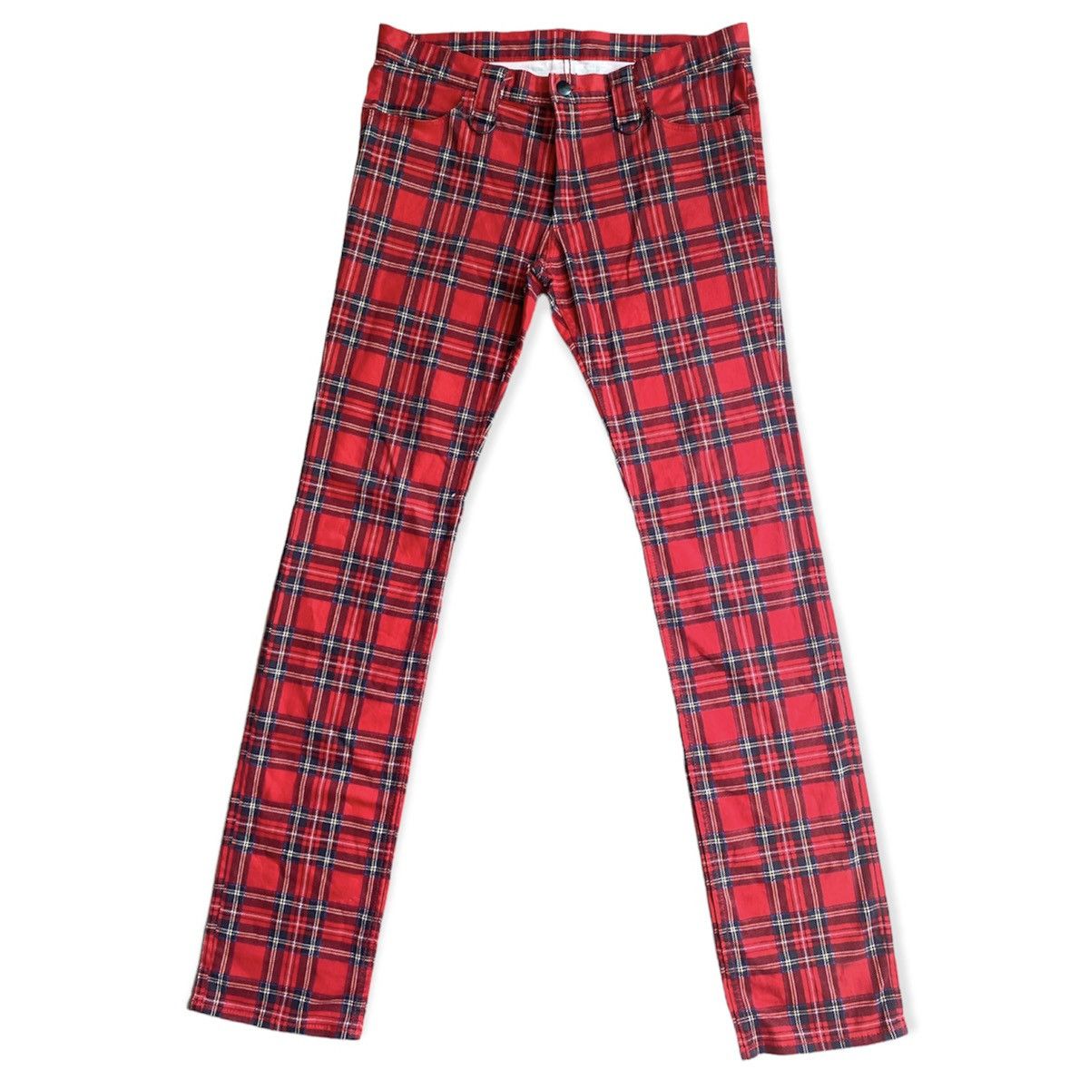 Number (N)ine Red Tartan D Rings Hoop Skinny Jeans Size US 33 - 2 Thumbnail
