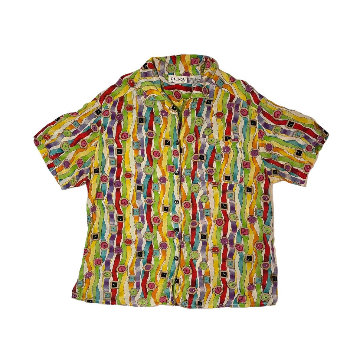 Vintage Vintage Silk Galinda Clocks and Watches Button Shirt Size US XL / EU 56 / 4 - 1 Thumbnail